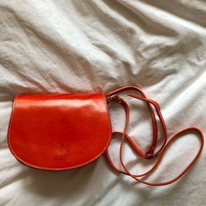 Italian Leather Burnt Orange Vera Pelle cross body bag